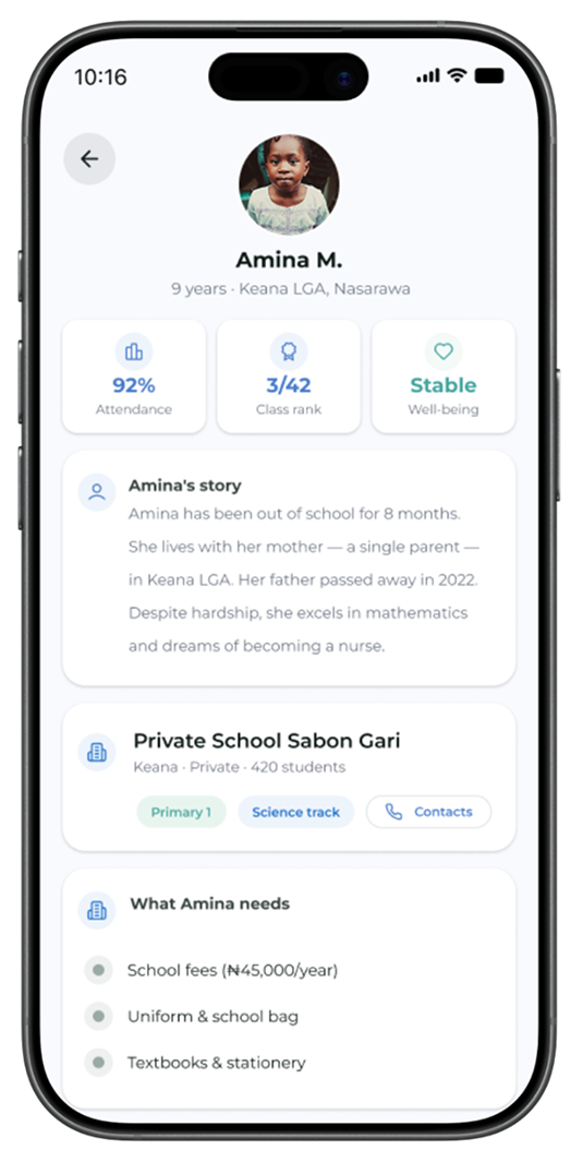 Choose and Support app screen